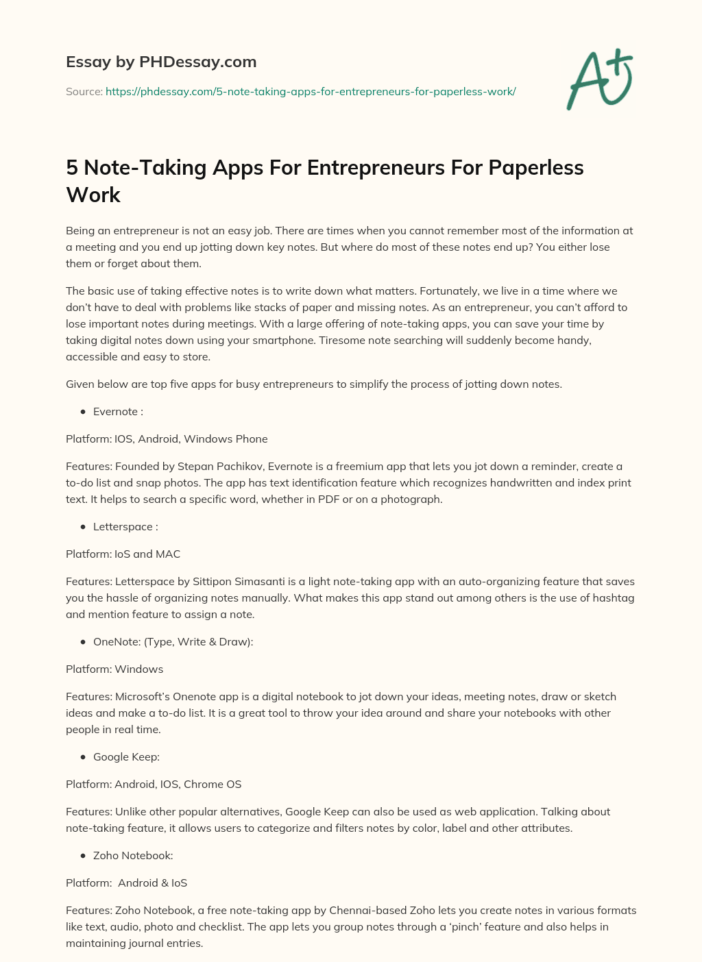 5 Note-Taking Apps For Entrepreneurs For Paperless Work essay