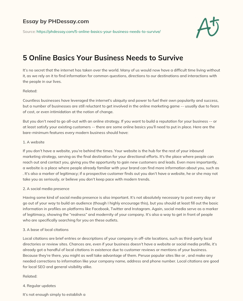 5 Online Basics Your Business Needs to Survive essay