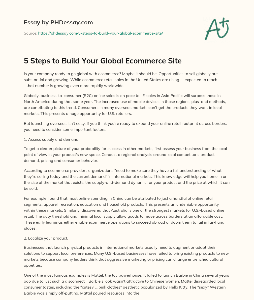 5 Steps to Build Your Global Ecommerce Site essay