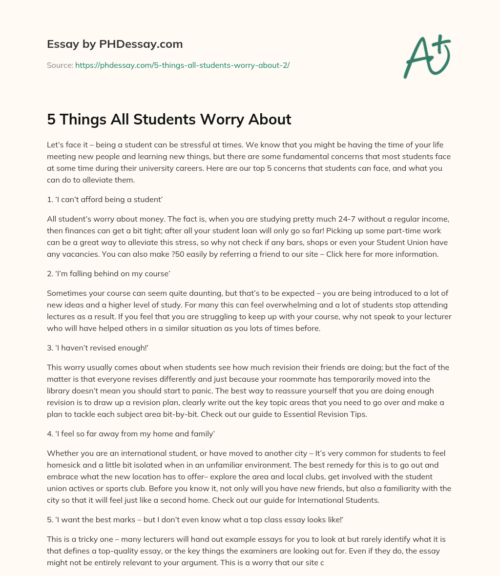 5 Things All Students Worry About essay