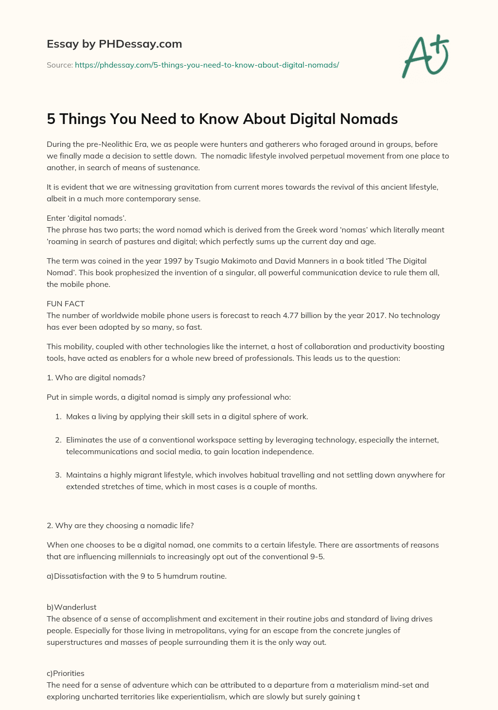 5 Things You Need to Know About Digital Nomads essay