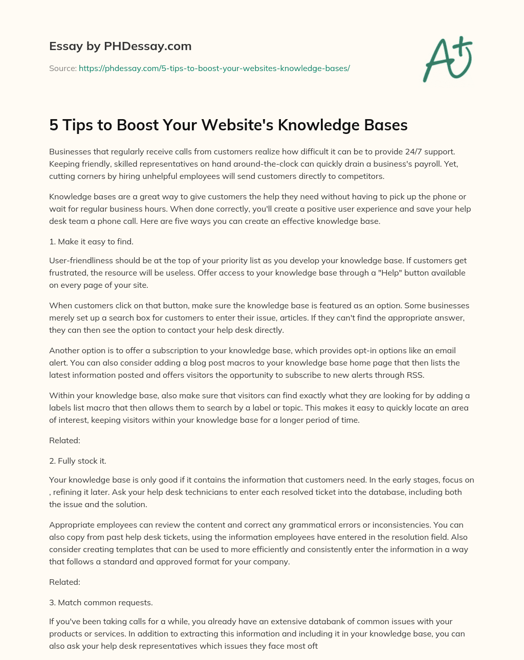 5 Tips to Boost Your Website’s Knowledge Bases essay