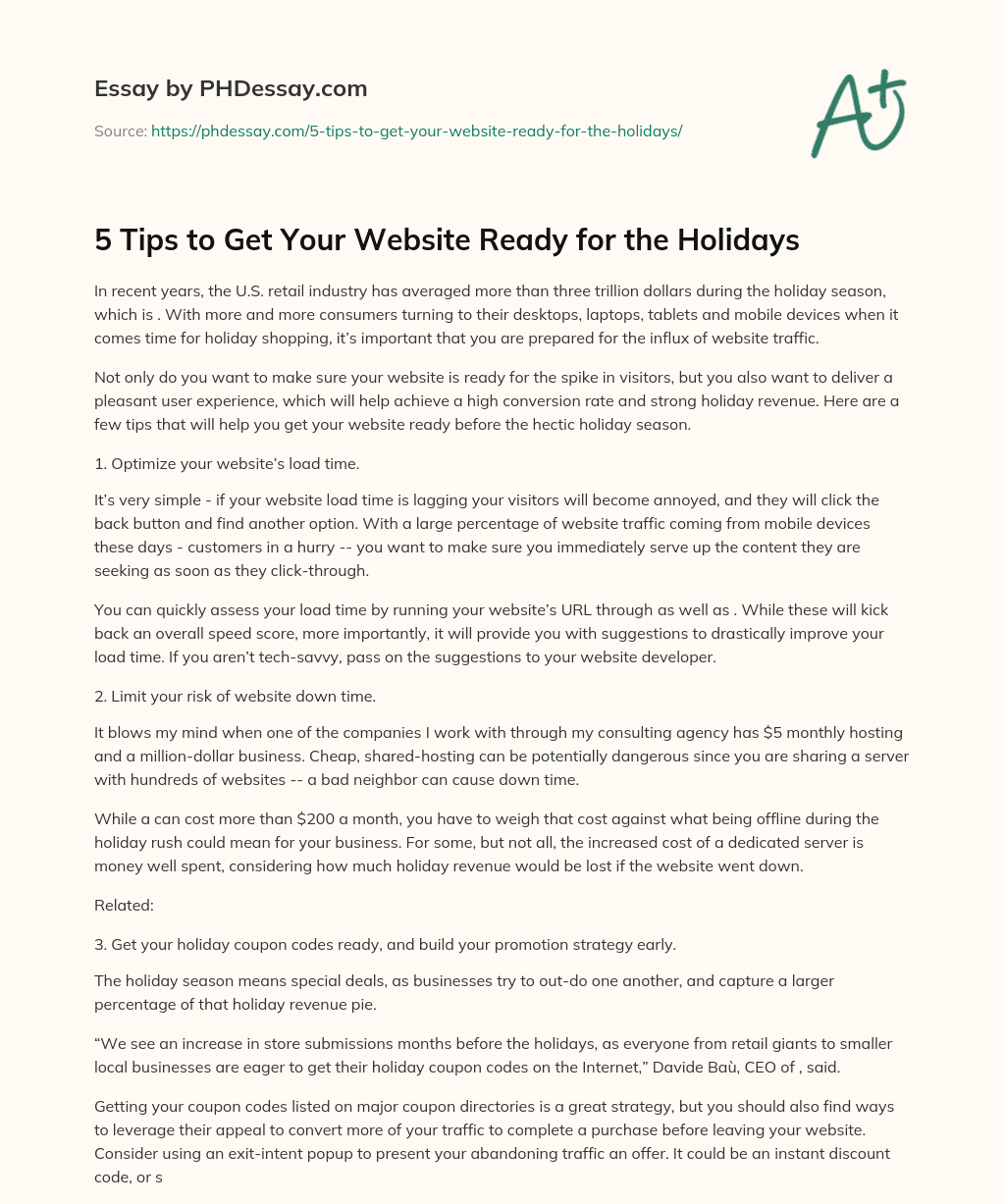 5 Tips to Get Your Website Ready for the Holidays essay