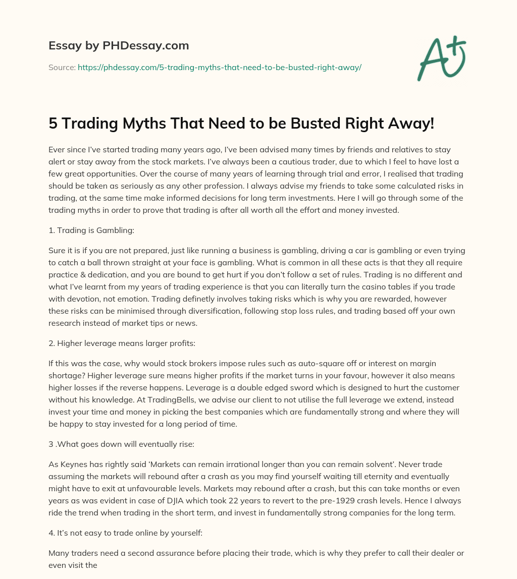5 Trading Myths That Need to be Busted Right Away! essay