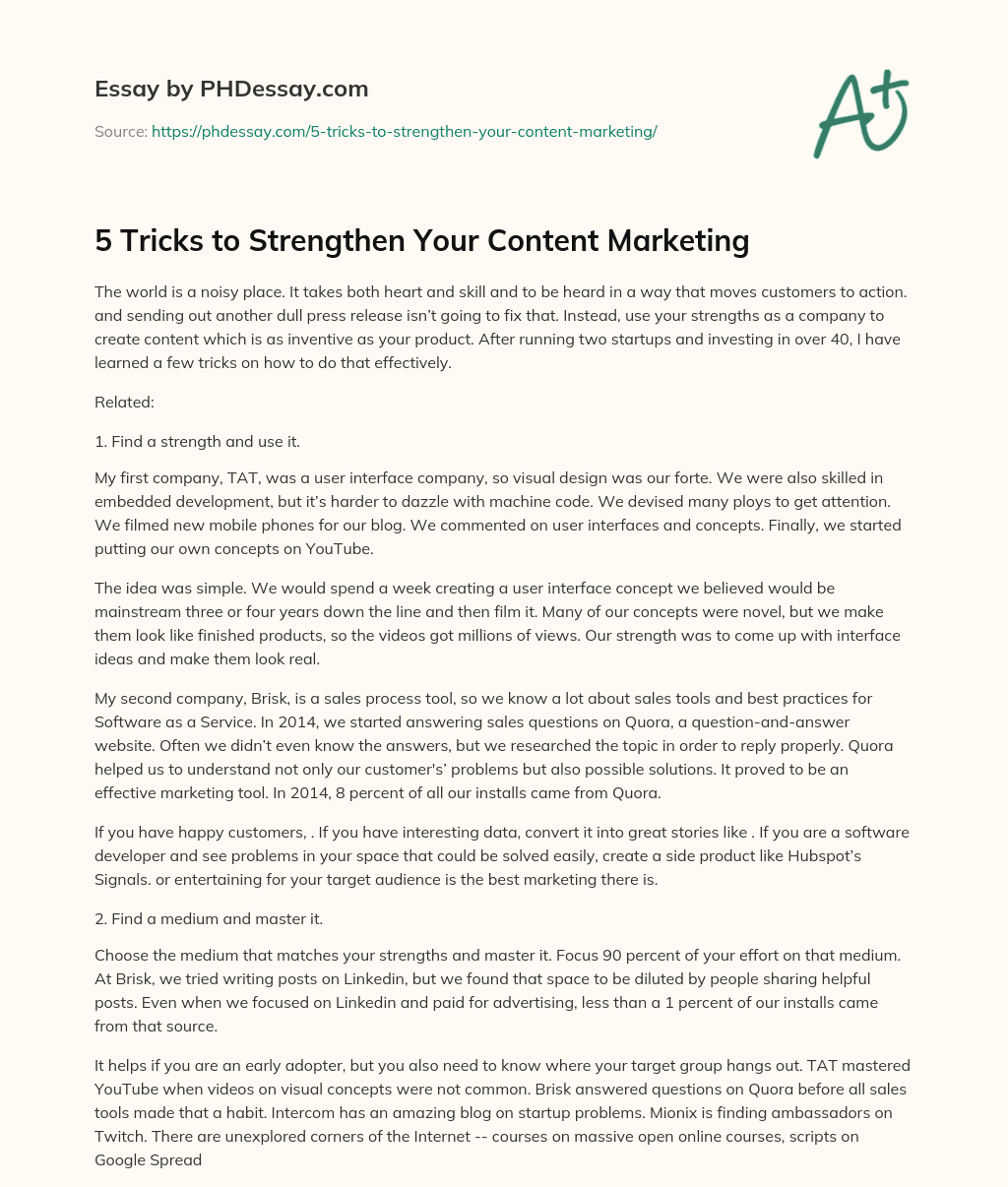 5 Tricks to Strengthen Your Content Marketing essay