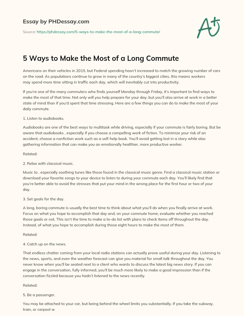 5 Ways to Make the Most of a Long Commute essay
