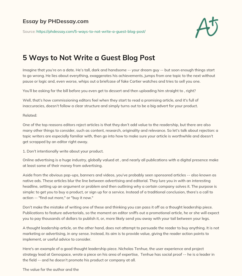 5 Ways to Not Write a Guest Blog Post essay