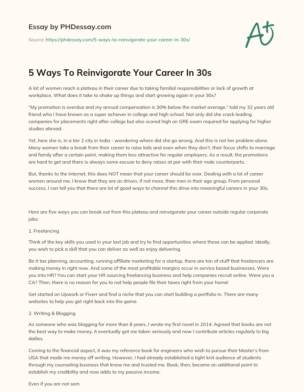 5 Ways To Reinvigorate Your Career In 30s essay