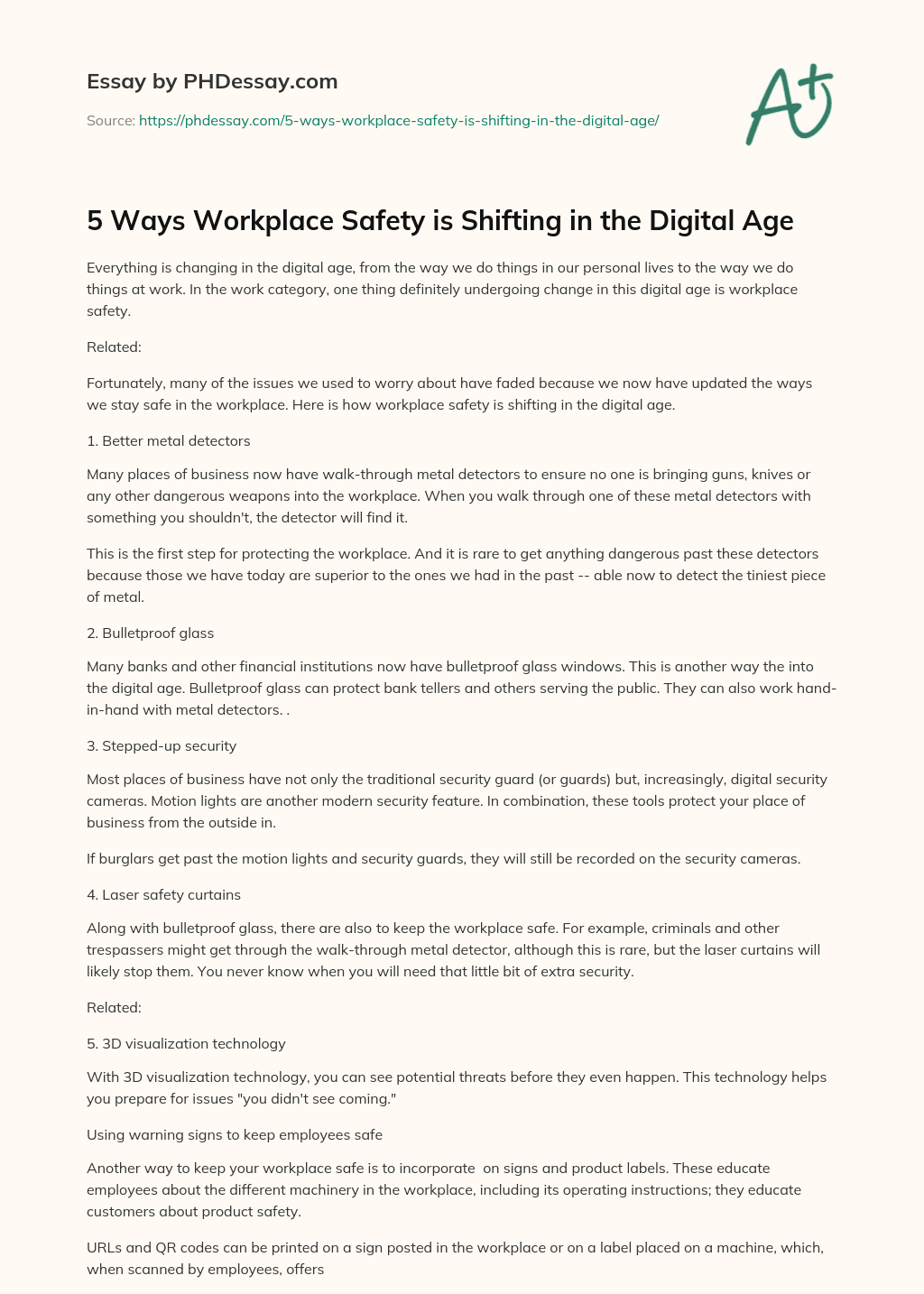 5 Ways Workplace Safety is Shifting in the Digital Age essay