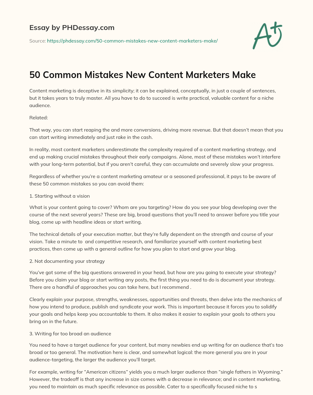 50 Common Mistakes New Content Marketers Make essay