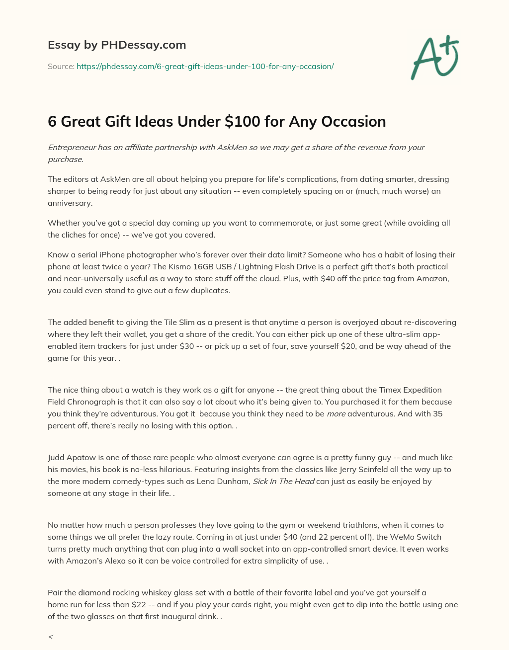 6 Great Gift Ideas Under $100 for Any Occasion essay