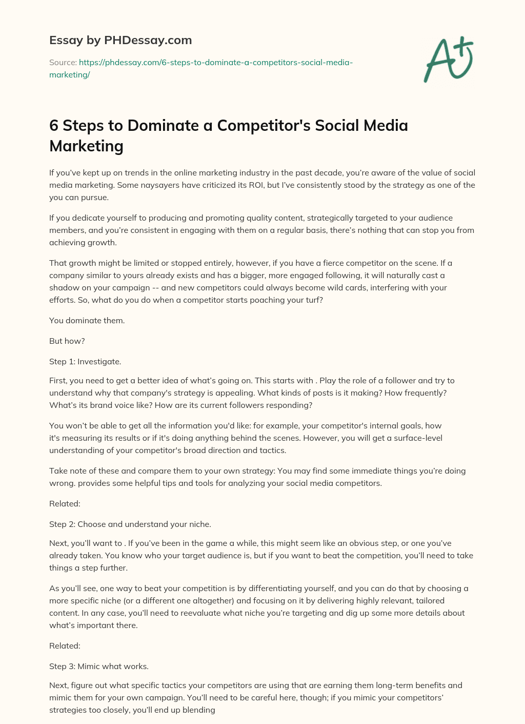 6 Steps to Dominate a Competitor’s Social Media Marketing essay