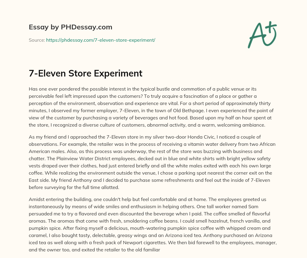 7-Eleven Store Experiment essay