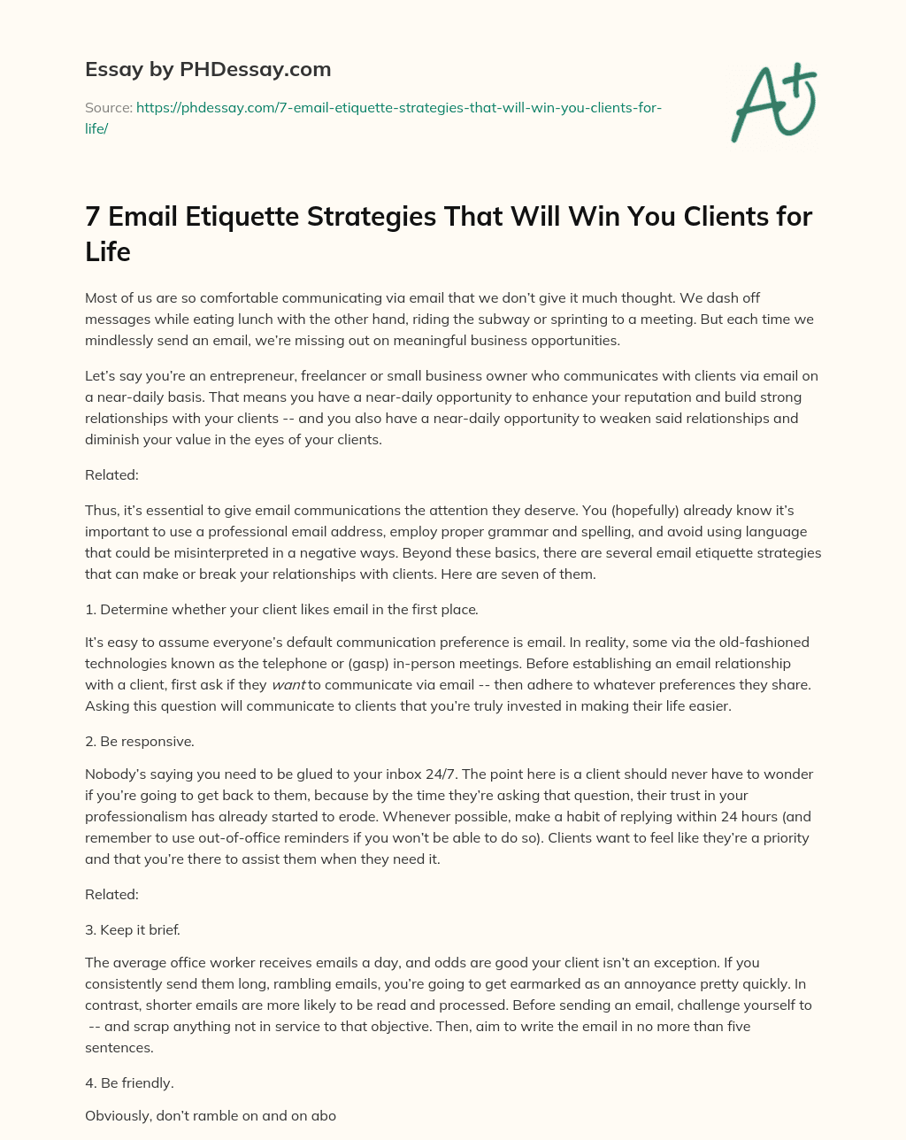 7 Email Etiquette Strategies That Will Win You Clients for Life essay