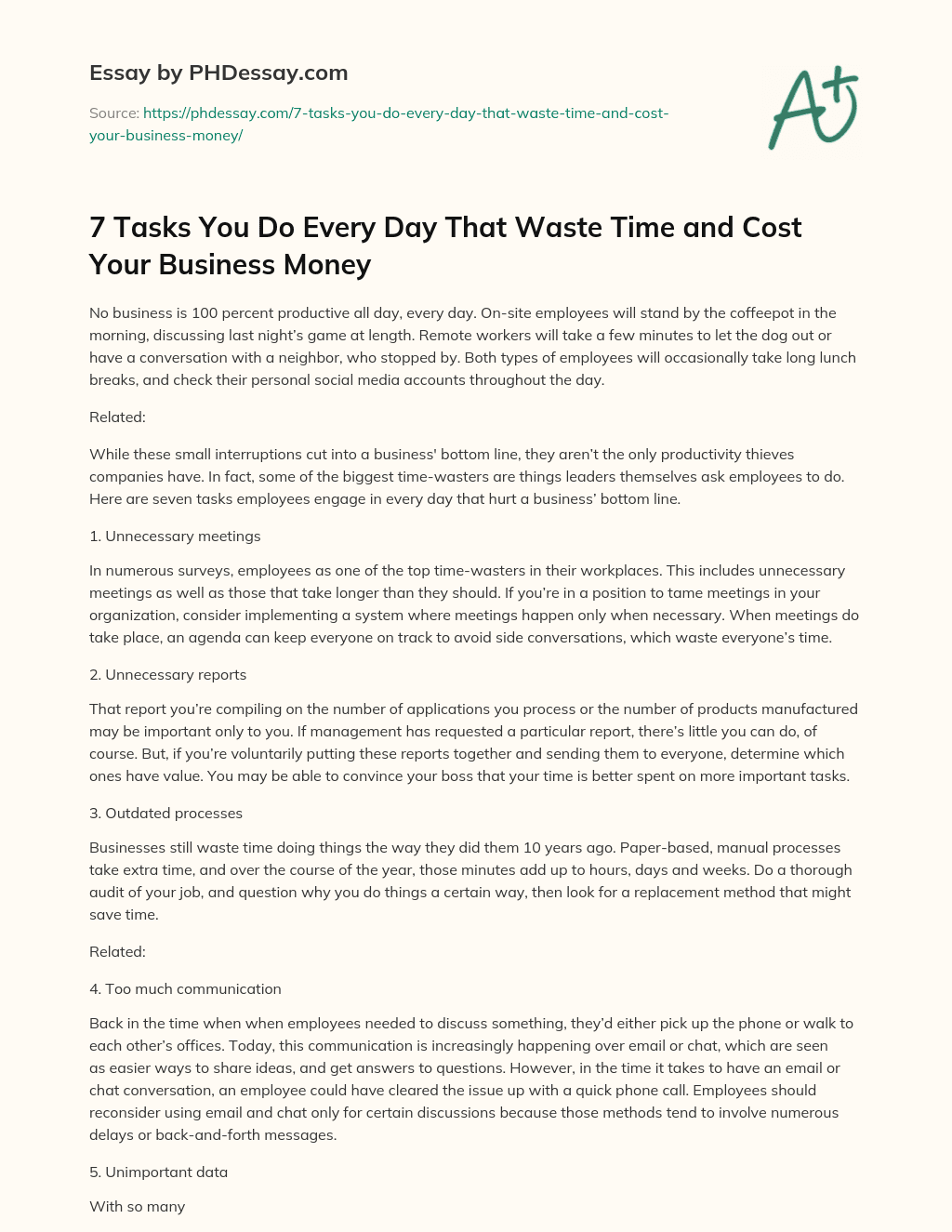7 Tasks You Do Every Day That Waste Time and Cost Your Business Money essay