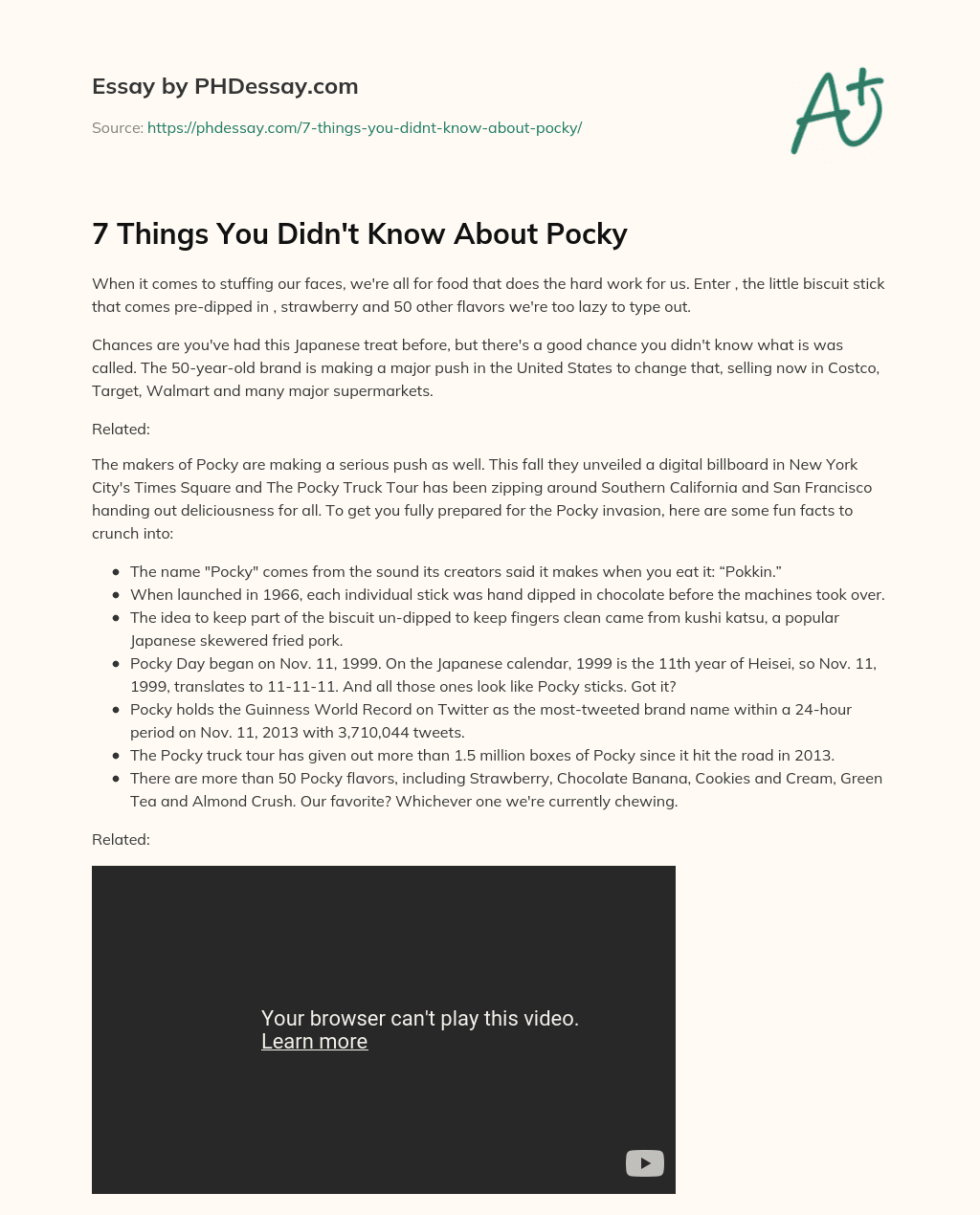 7 Things You Didn’t Know About Pocky essay
