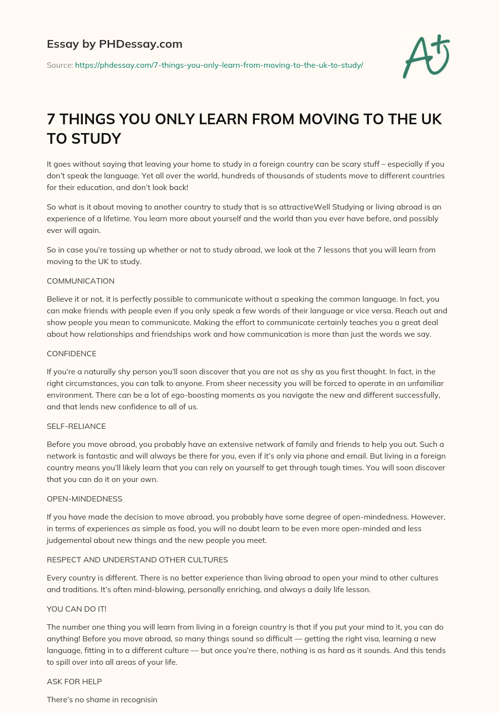 7 THINGS YOU ONLY LEARN FROM MOVING TO THE UK TO STUDY essay