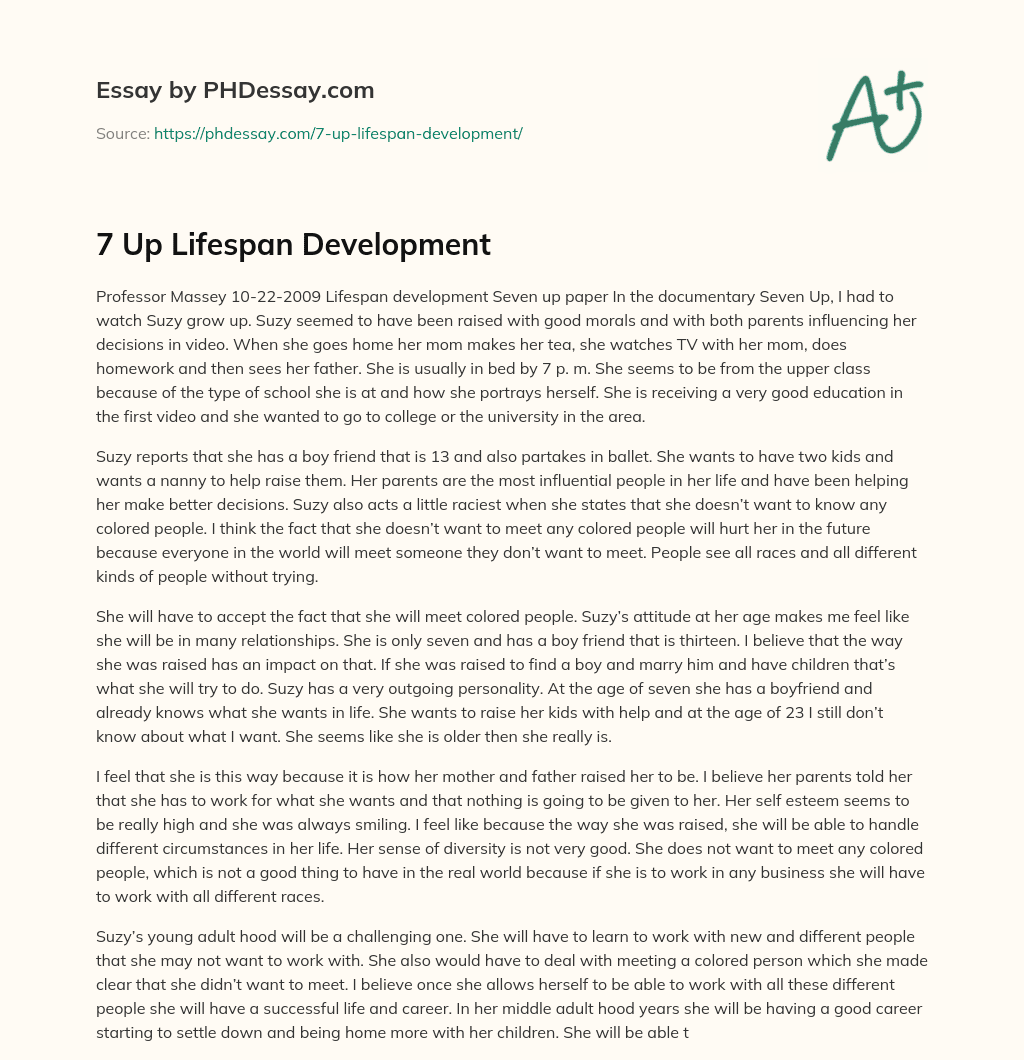 7 Up Lifespan Development essay