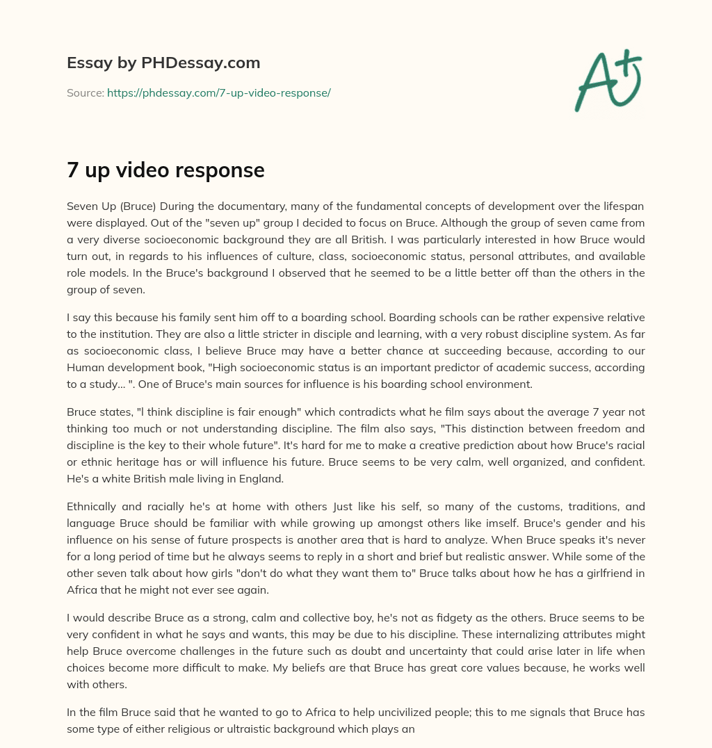 7 up video response essay