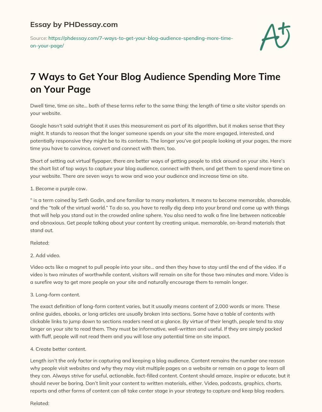 7 Ways to Get Your Blog Audience Spending More Time on Your Page essay