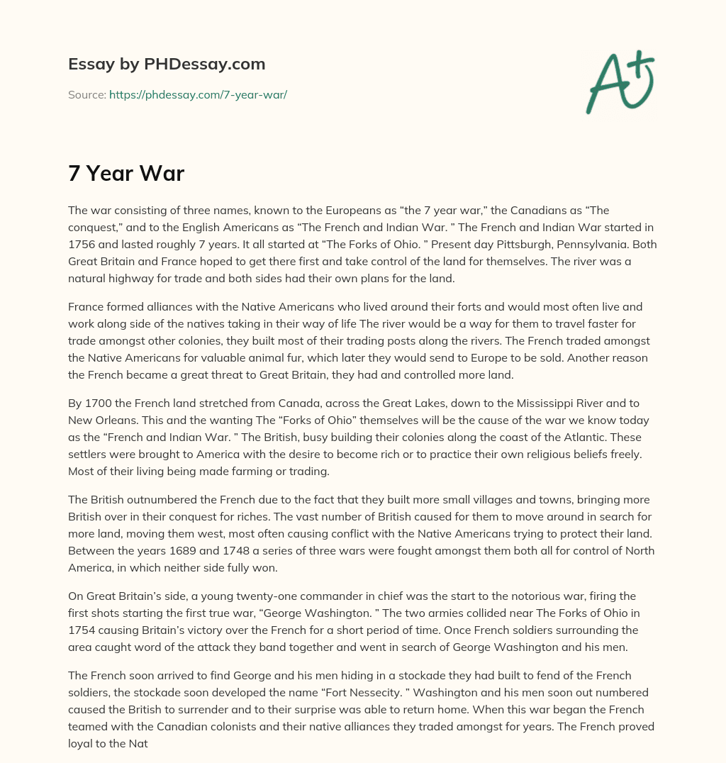 The French and Indian War: A Battle for Land and Trade essay