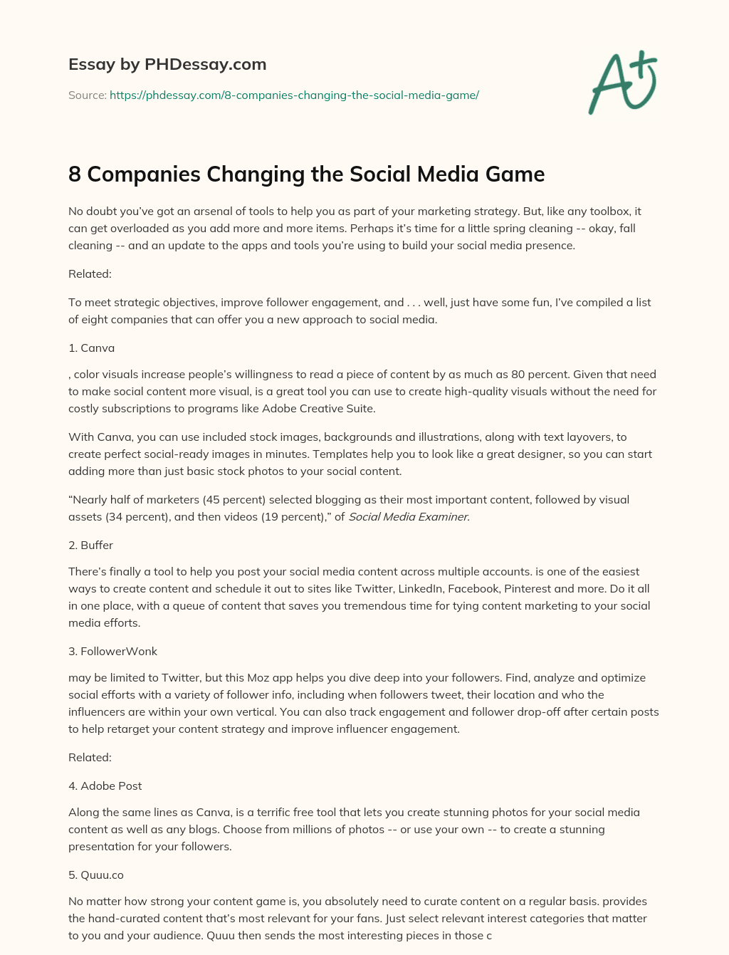 8 Companies Changing the Social Media Game essay