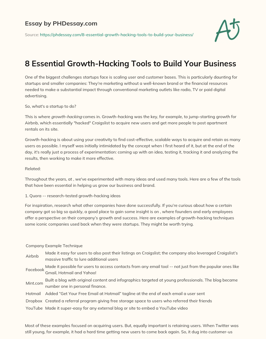 8 Essential Growth-Hacking Tools to Build Your Business essay