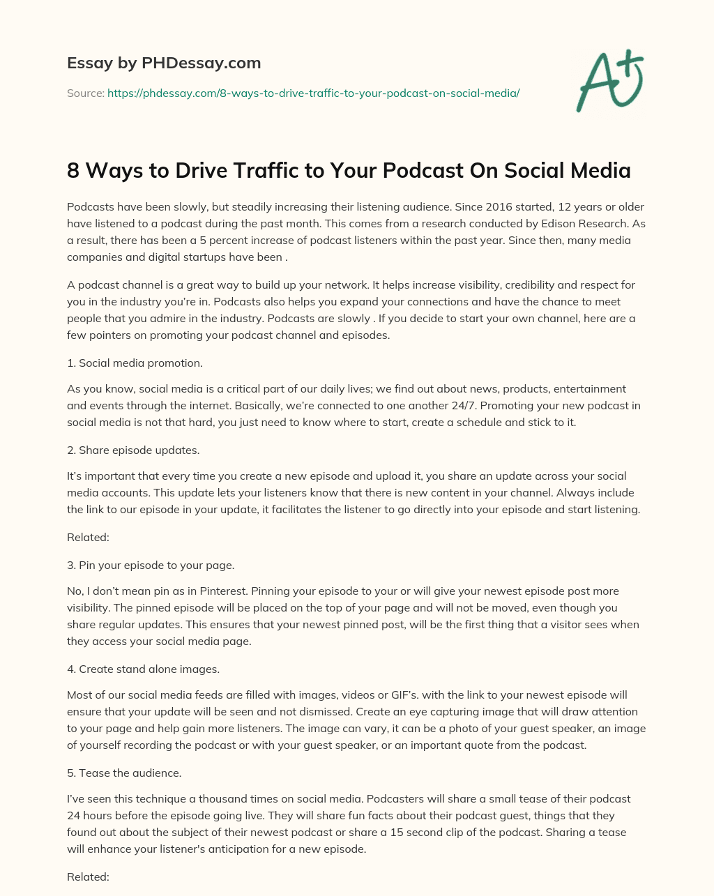 8 Ways to Drive Traffic to Your Podcast On Social Media essay