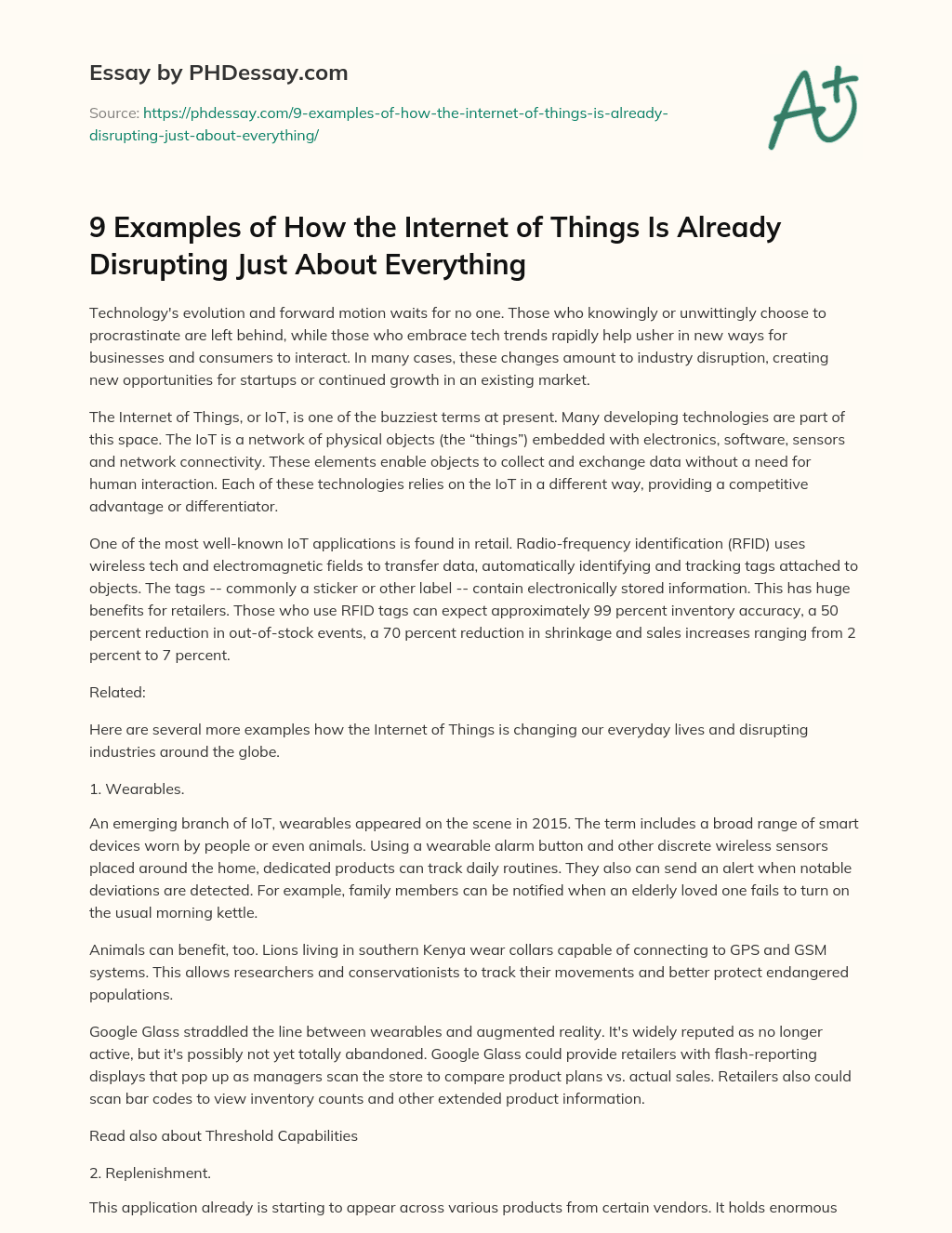 9 Examples of How the Internet of Things Is Already Disrupting Just About Everything essay