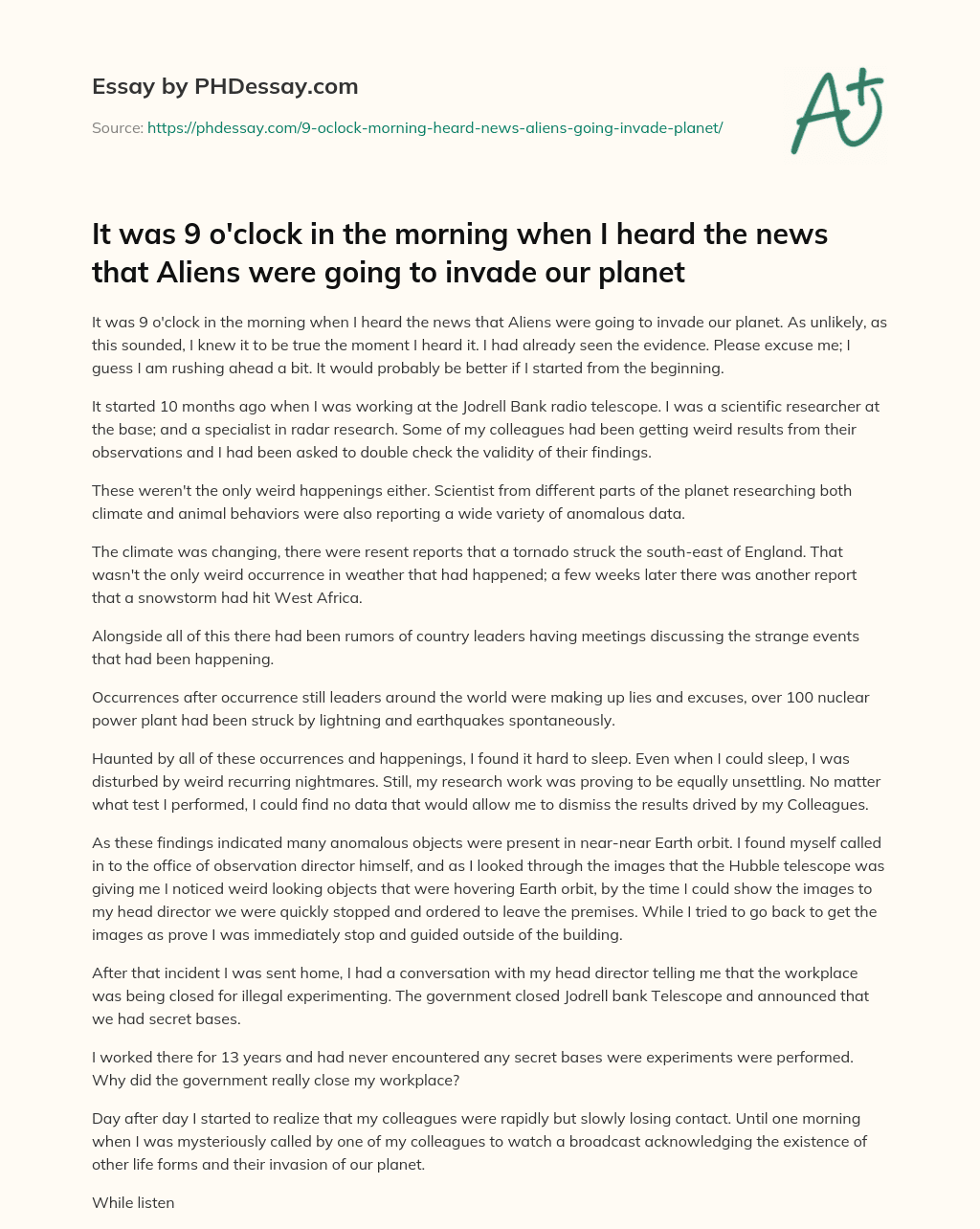 Alien Invasion: Evidence and Strange Occurrences on Earth essay