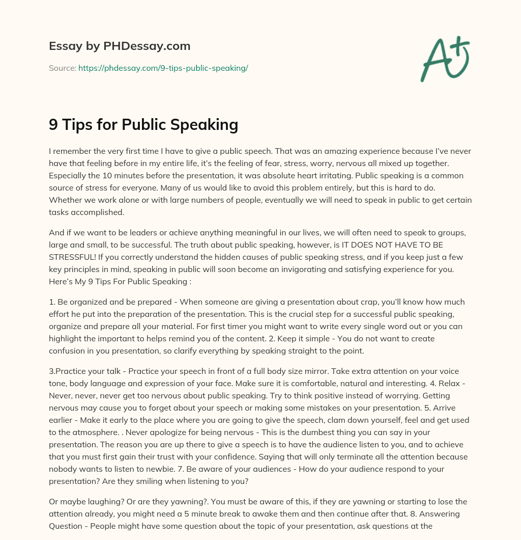 9 Tips for Public Speaking essay
