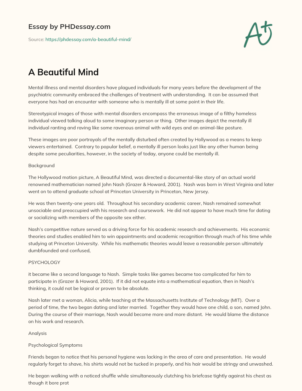 A Beautiful Mind essay