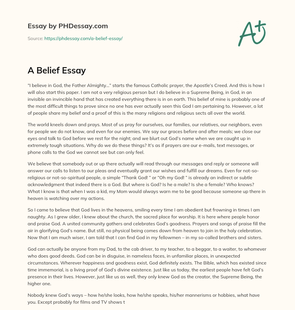 A Belief Essay essay