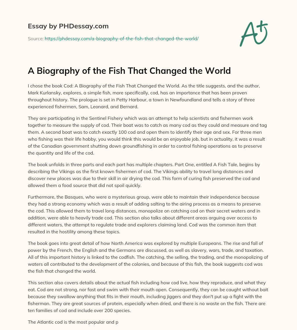 A Biography of the Fish That Changed the World essay