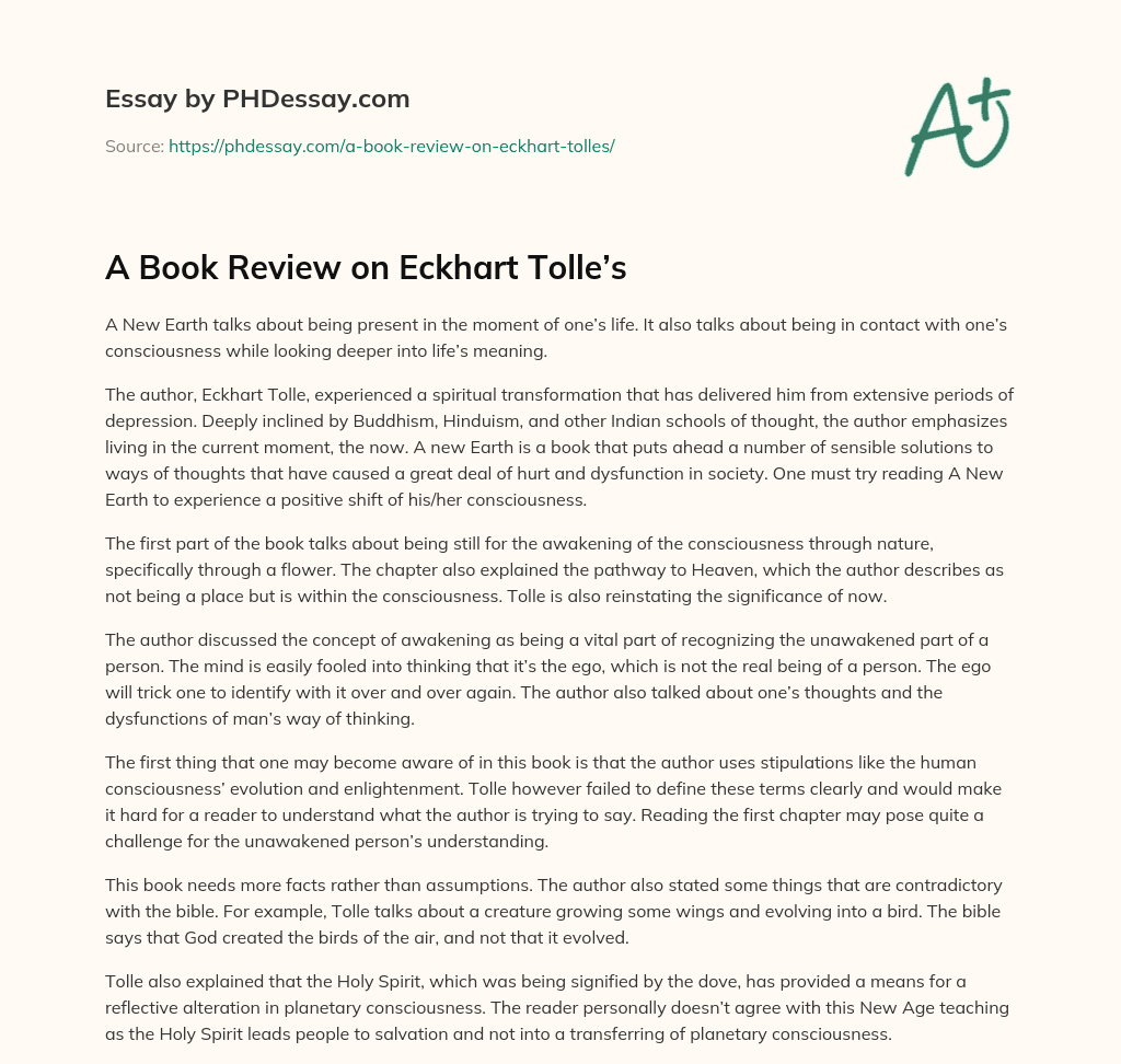 A Book Review on Eckhart Tolle’s essay