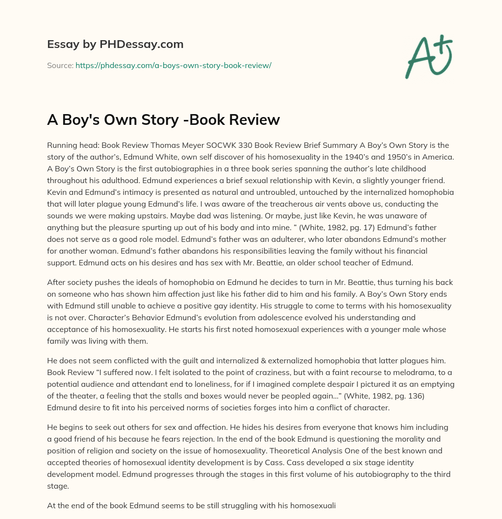 A Boy’s Own Story -Book Review essay
