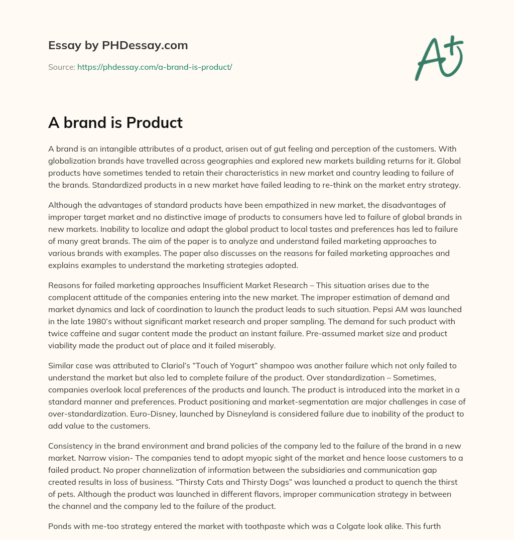 A brand is Product essay