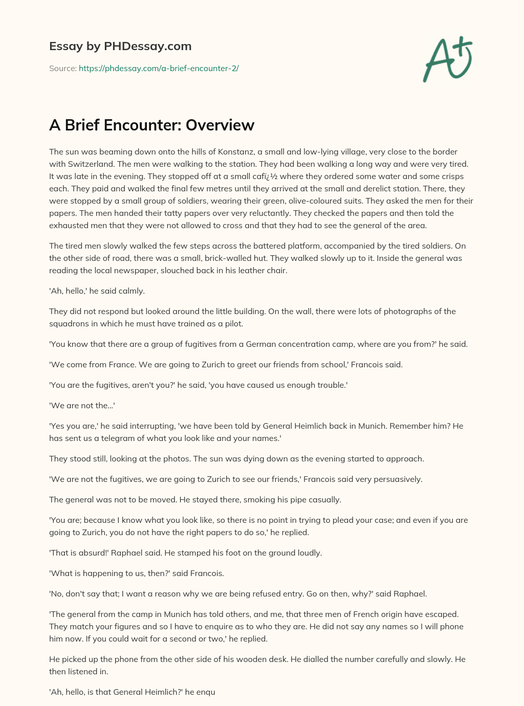 A Brief Encounter: Overview essay
