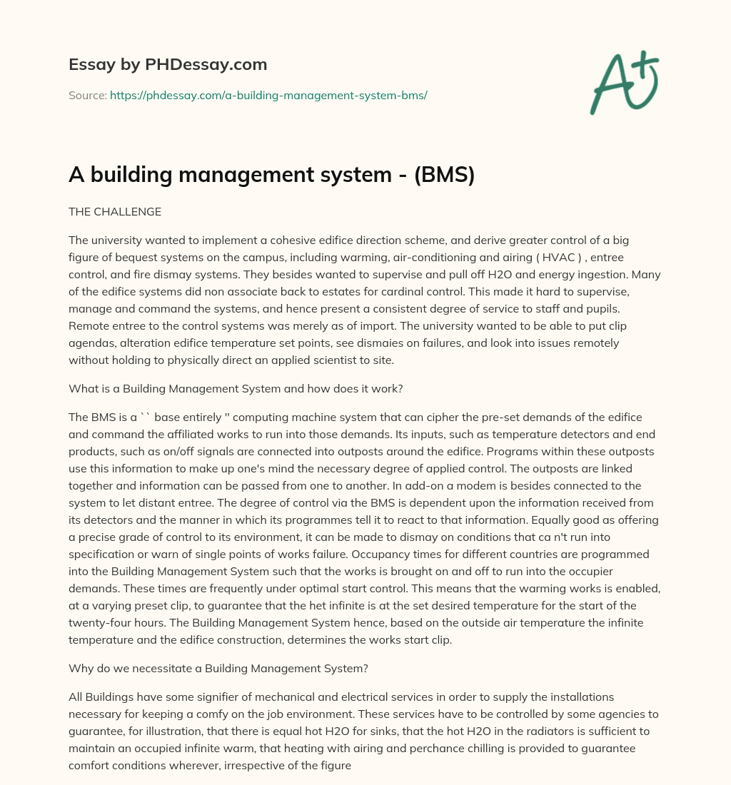 essay about building management system