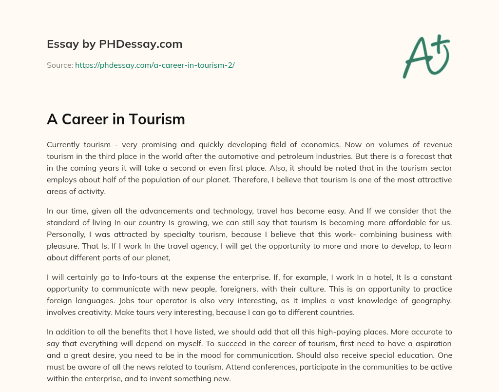 employment opportunities in tourism essay