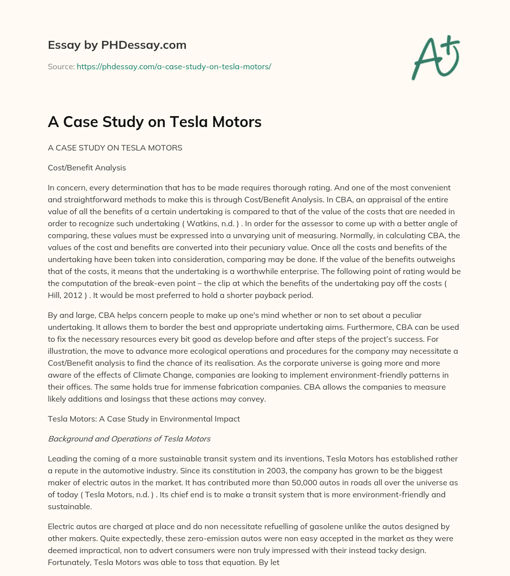 A Case Study on Tesla Motors essay