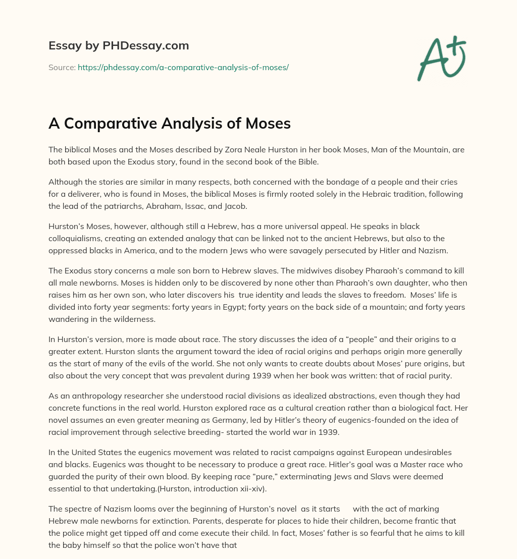 A Comparative Analysis of Moses essay