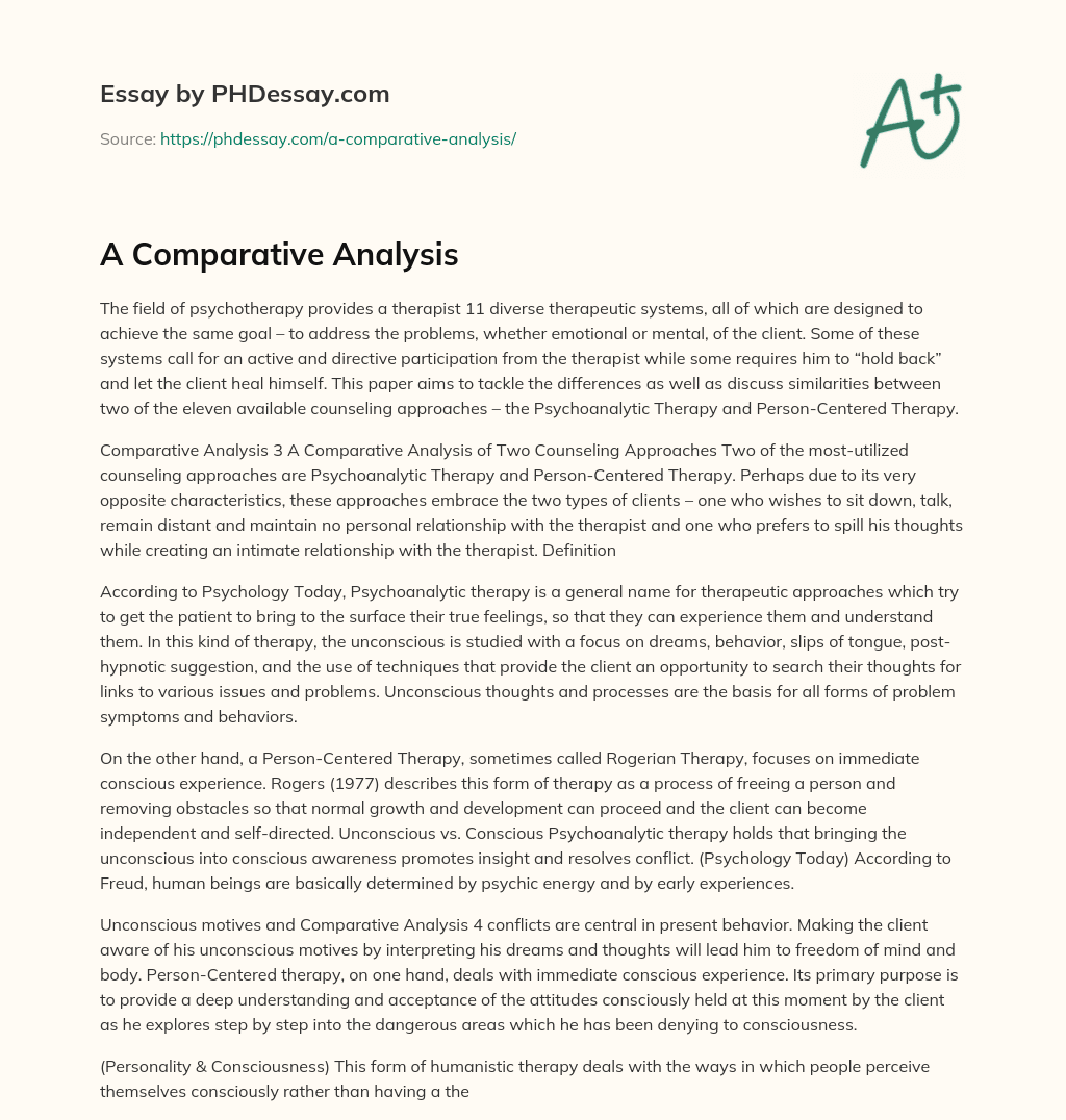 A Comparative Analysis essay