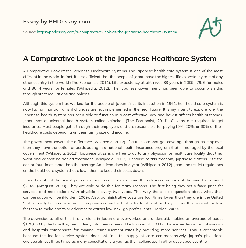 A Comparative Look at the Japanese Healthcare System essay