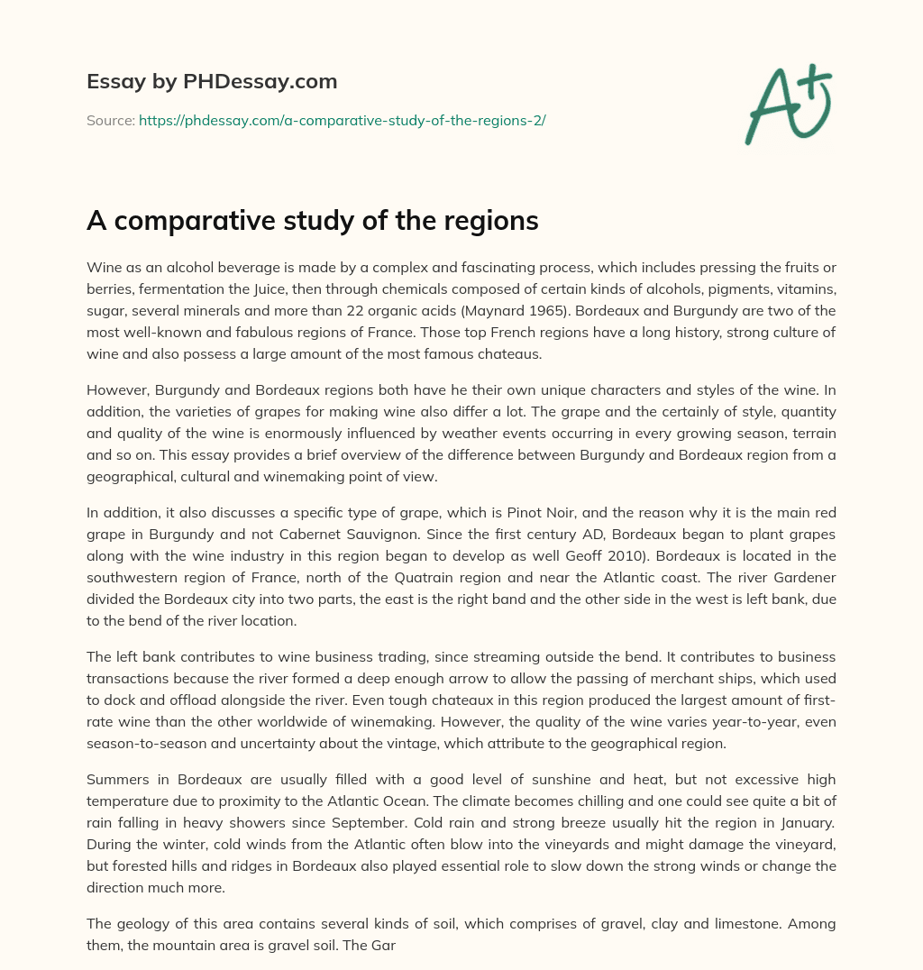 A comparative study of the regions essay