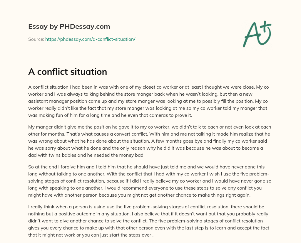 A conflict situation essay