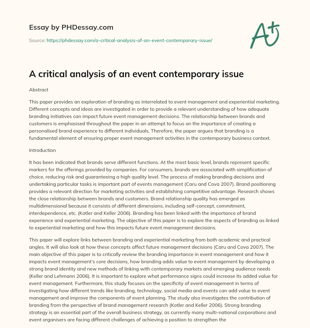 A critical analysis of an event contemporary issue essay