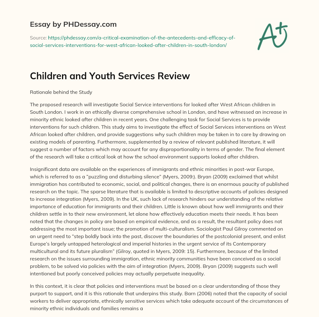 Children and Youth Services Review essay