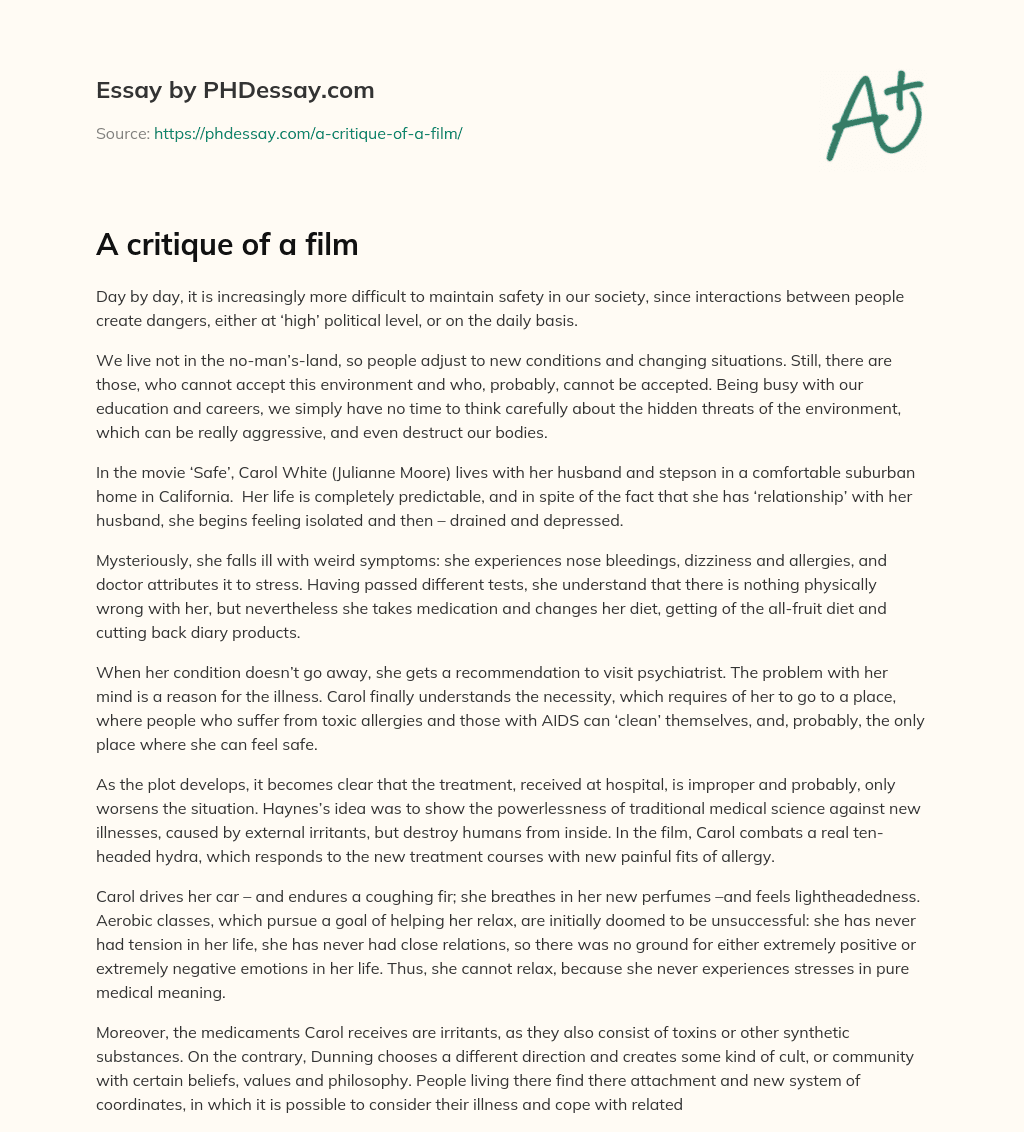 A critique of a film essay