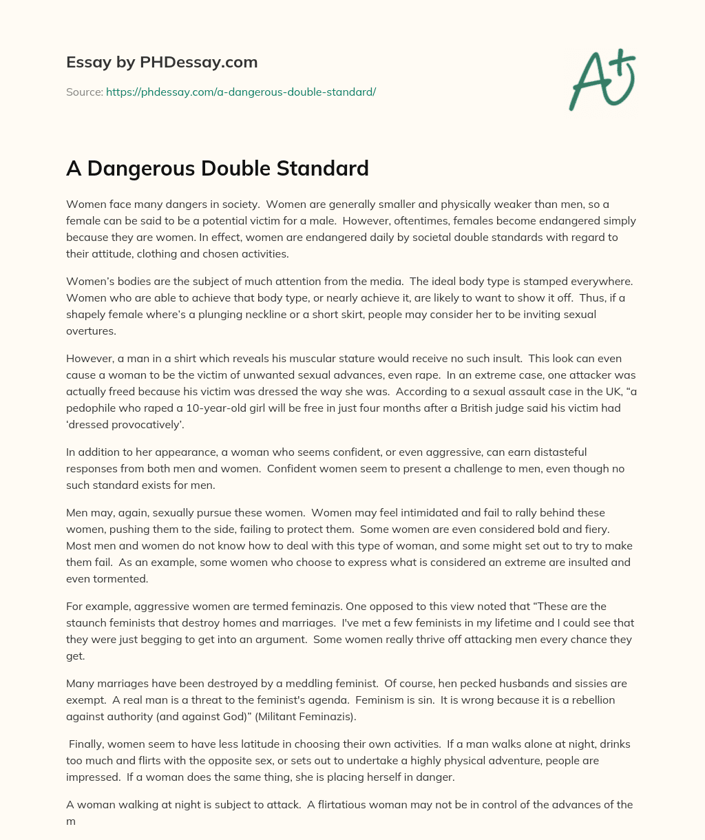 A Dangerous Double Standard essay